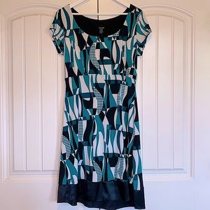 Maurices Black and Teal Geometric Shape Dress